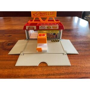 Vintage 1987 Hot Wheels Drive & Eat Mattel Folding Diner Playset Retro Toy